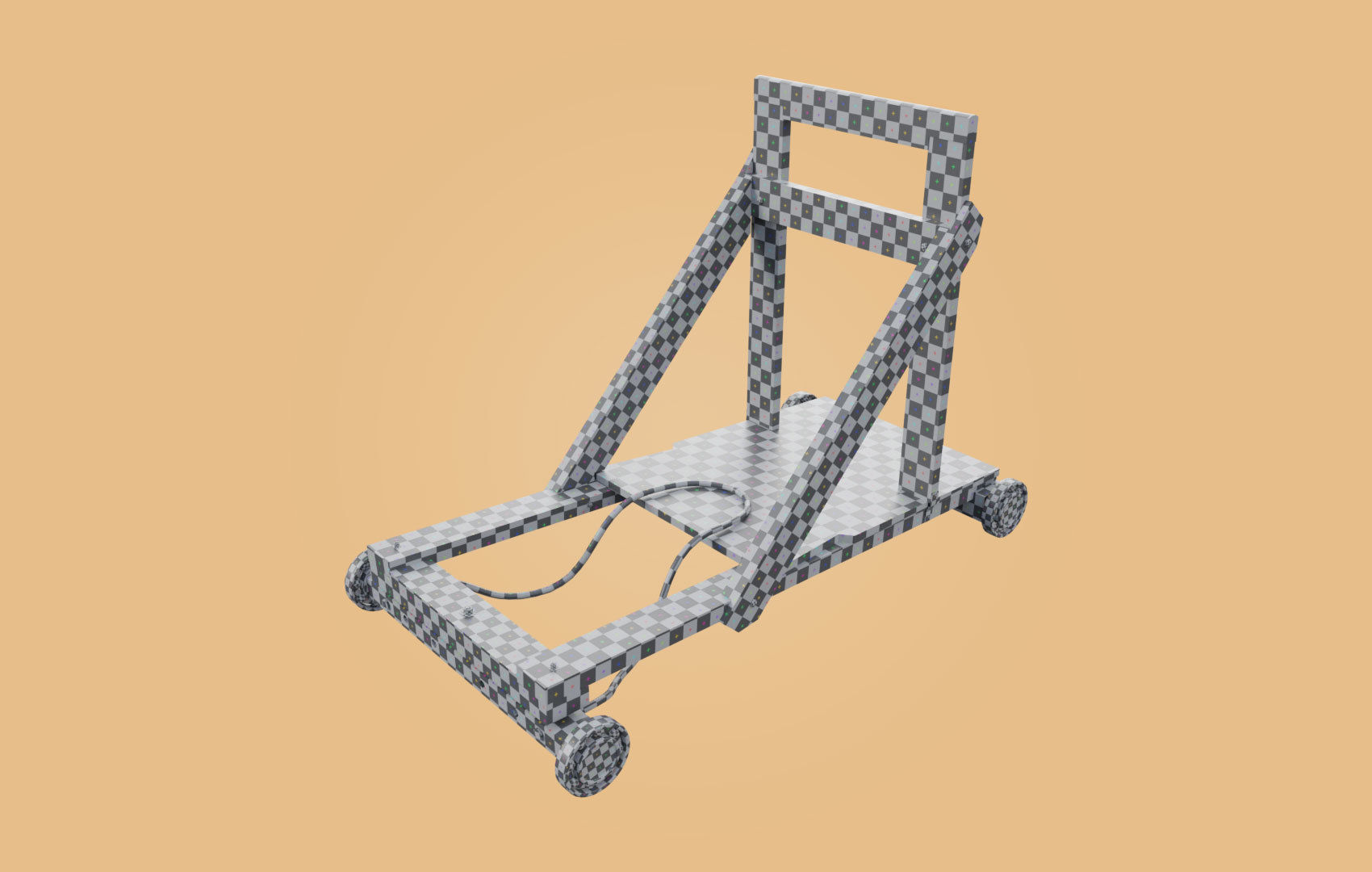 Trolley-cart with ball bearings Low-poly 3D model_26