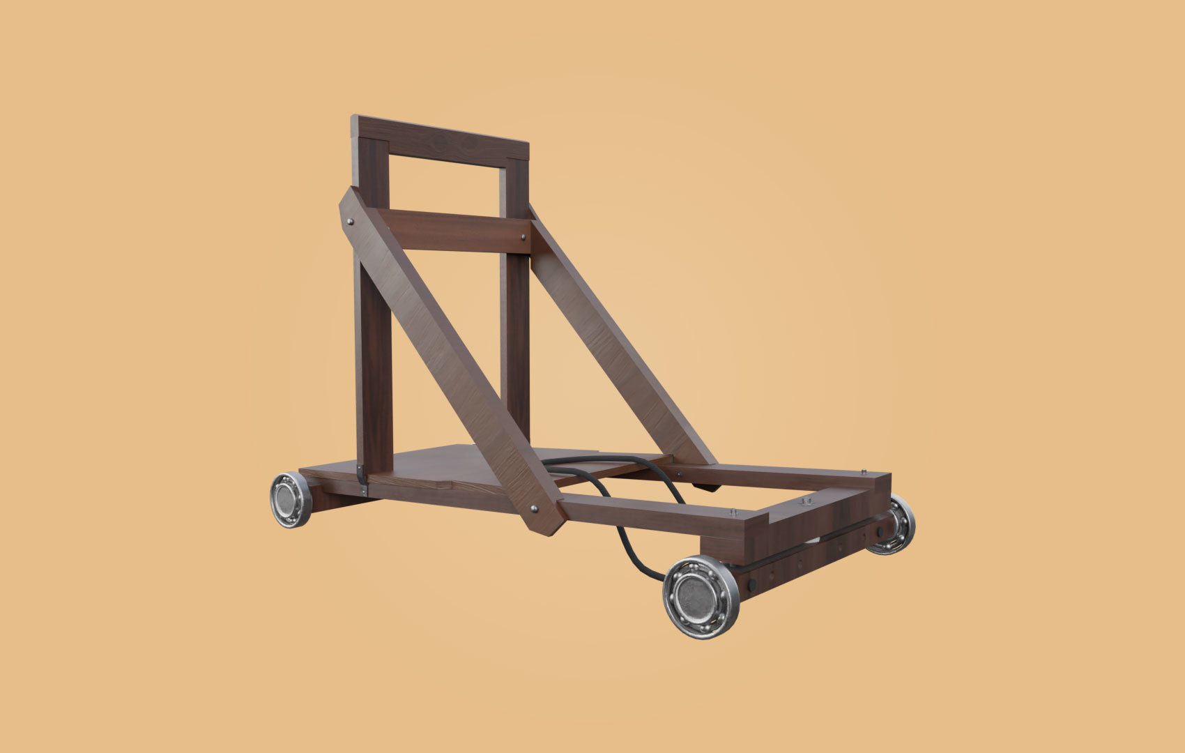 Trolley-cart with ball bearings Low-poly 3D model_6