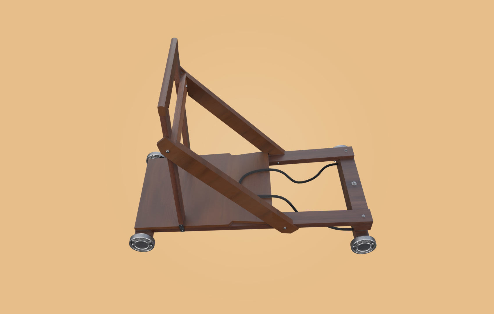 Trolley-cart with ball bearings Low-poly 3D model_1