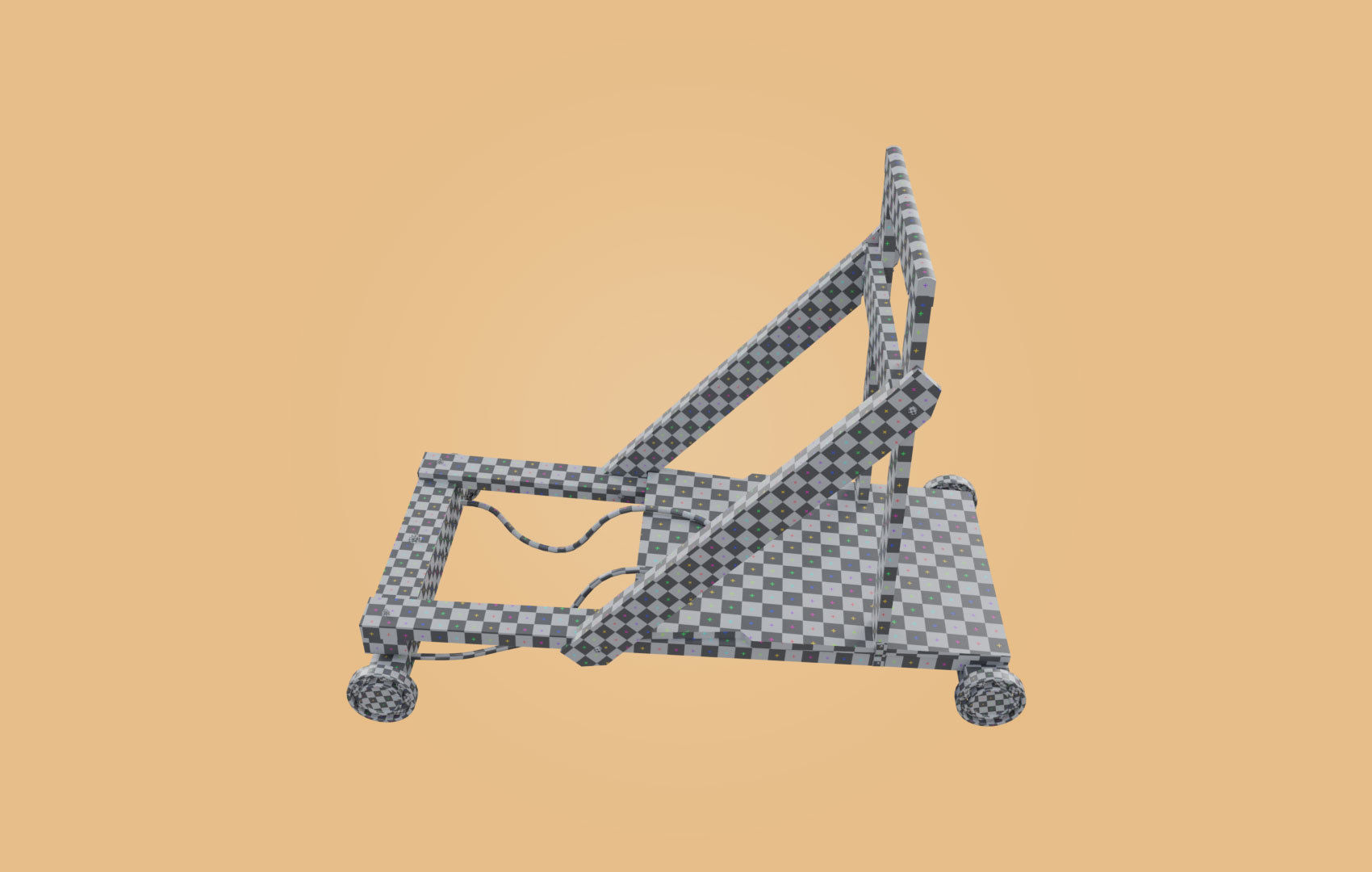 Trolley-cart with ball bearings Low-poly 3D model_28