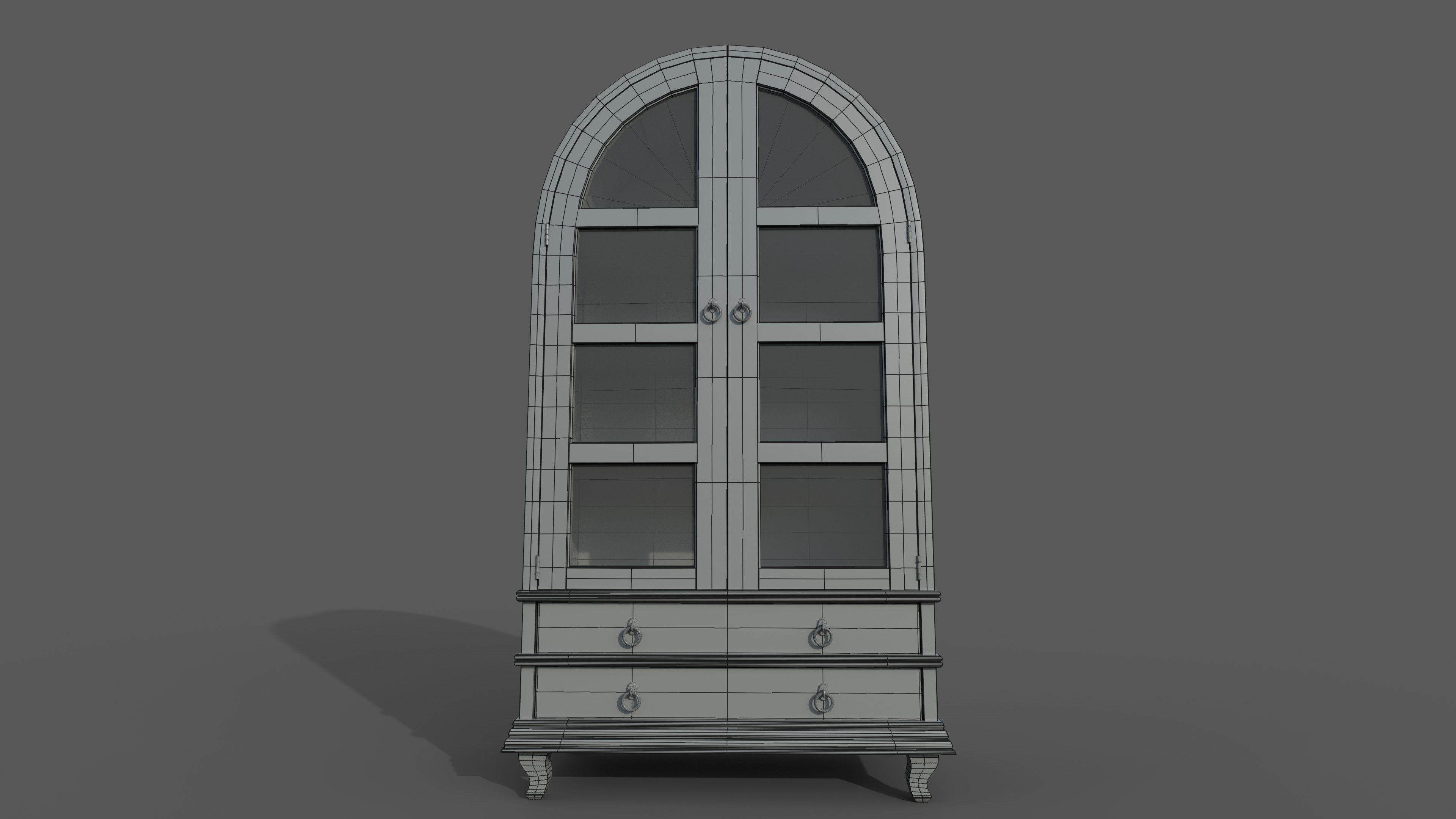 bookcase 3D model wooden with glass doors 3D model_17
