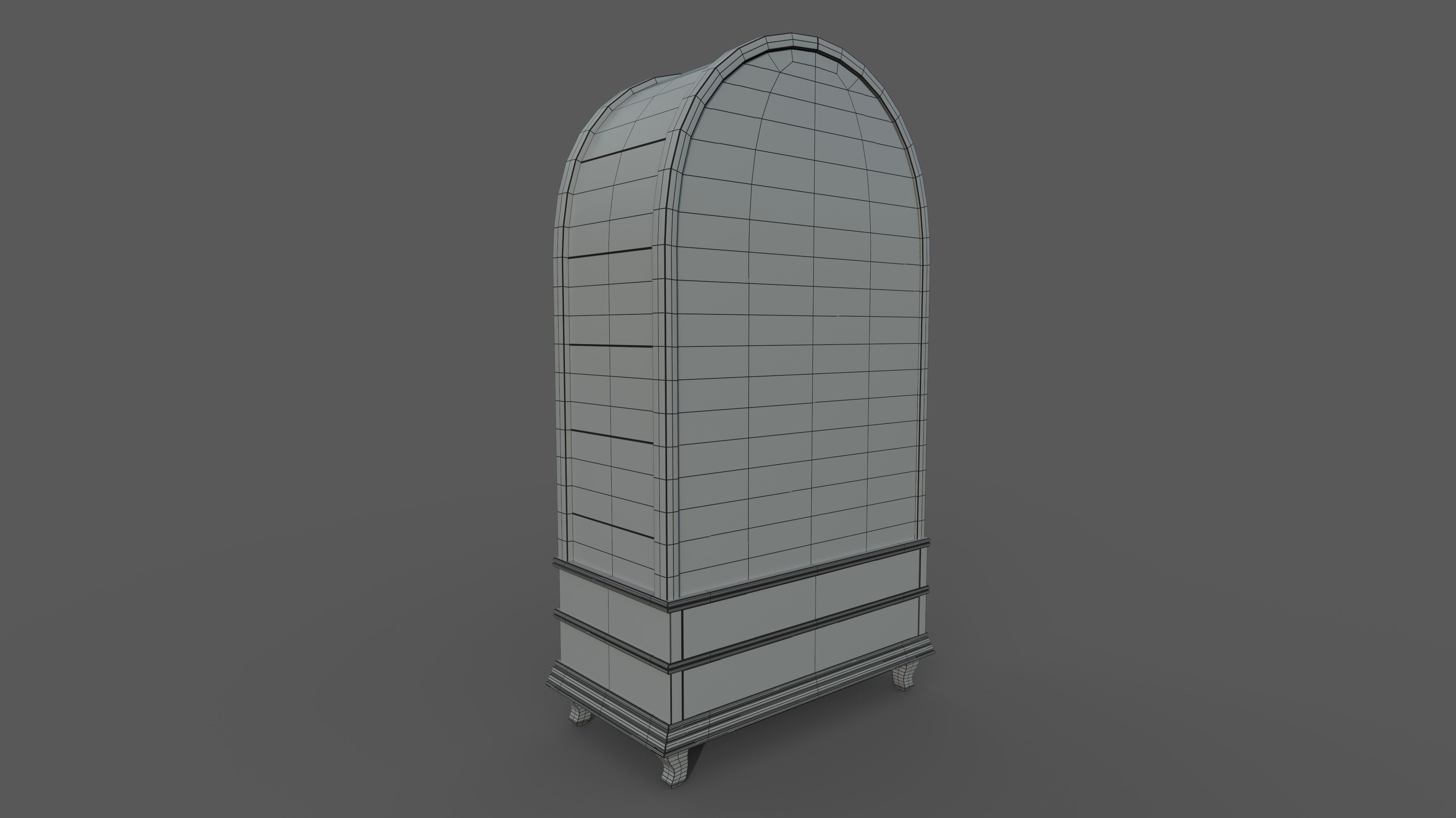 bookcase 3D model wooden with glass doors 3D model_19