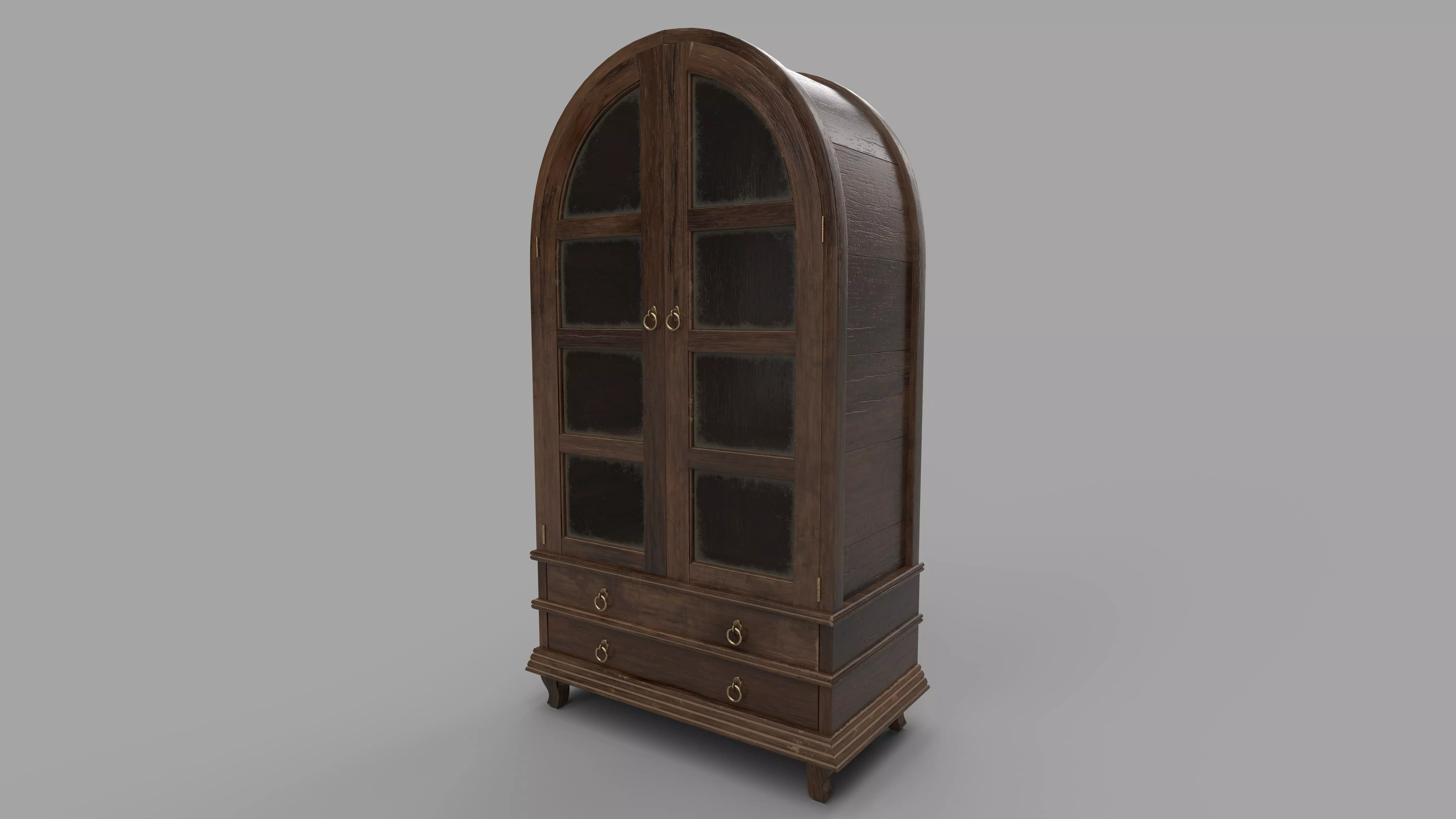 bookcase 3D model wooden with glass doors 3D model_0