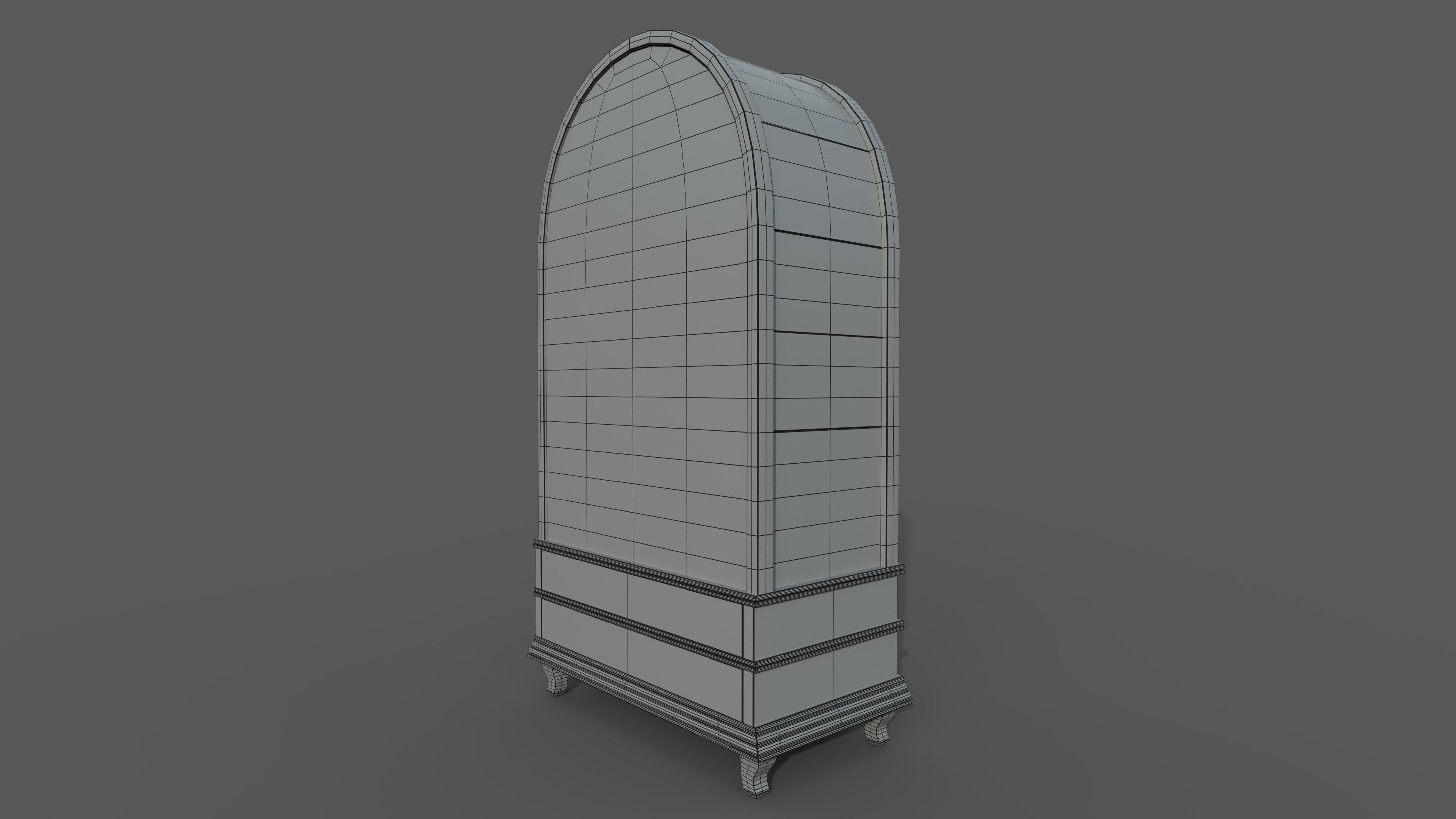 bookcase 3D model wooden with glass doors 3D model_20