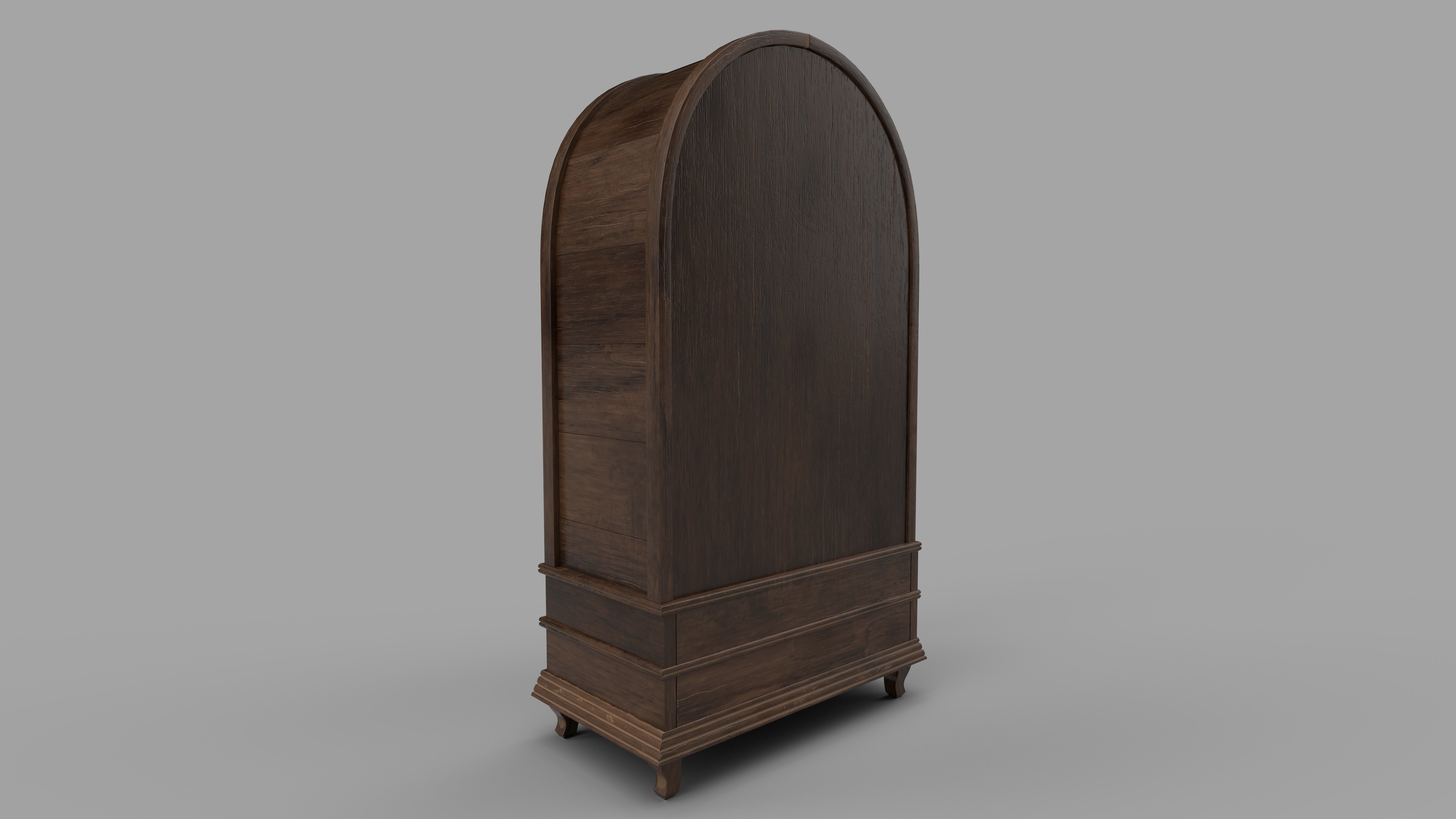 bookcase 3D model wooden with glass doors 3D model_6