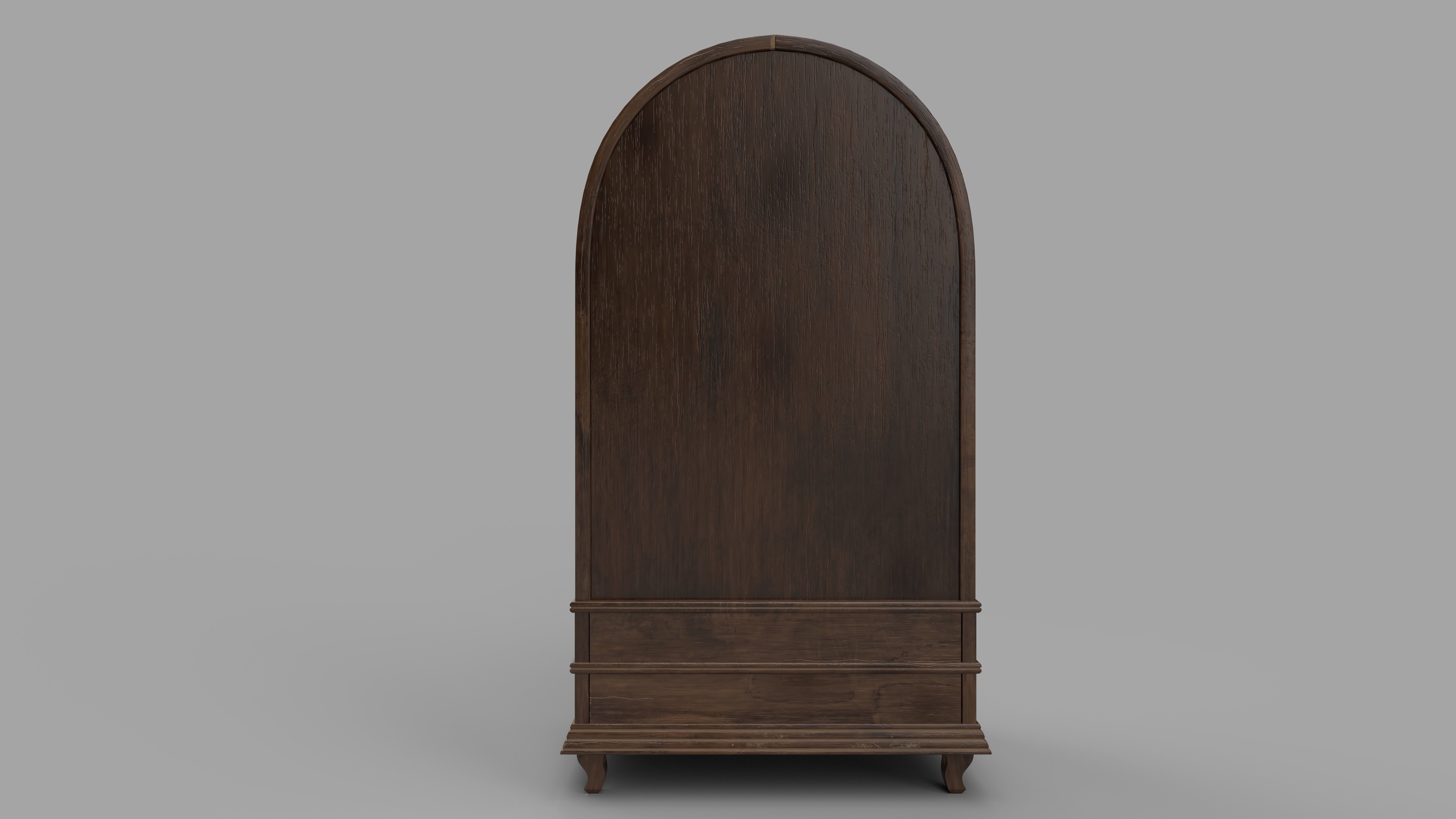 bookcase 3D model wooden with glass doors 3D model_13