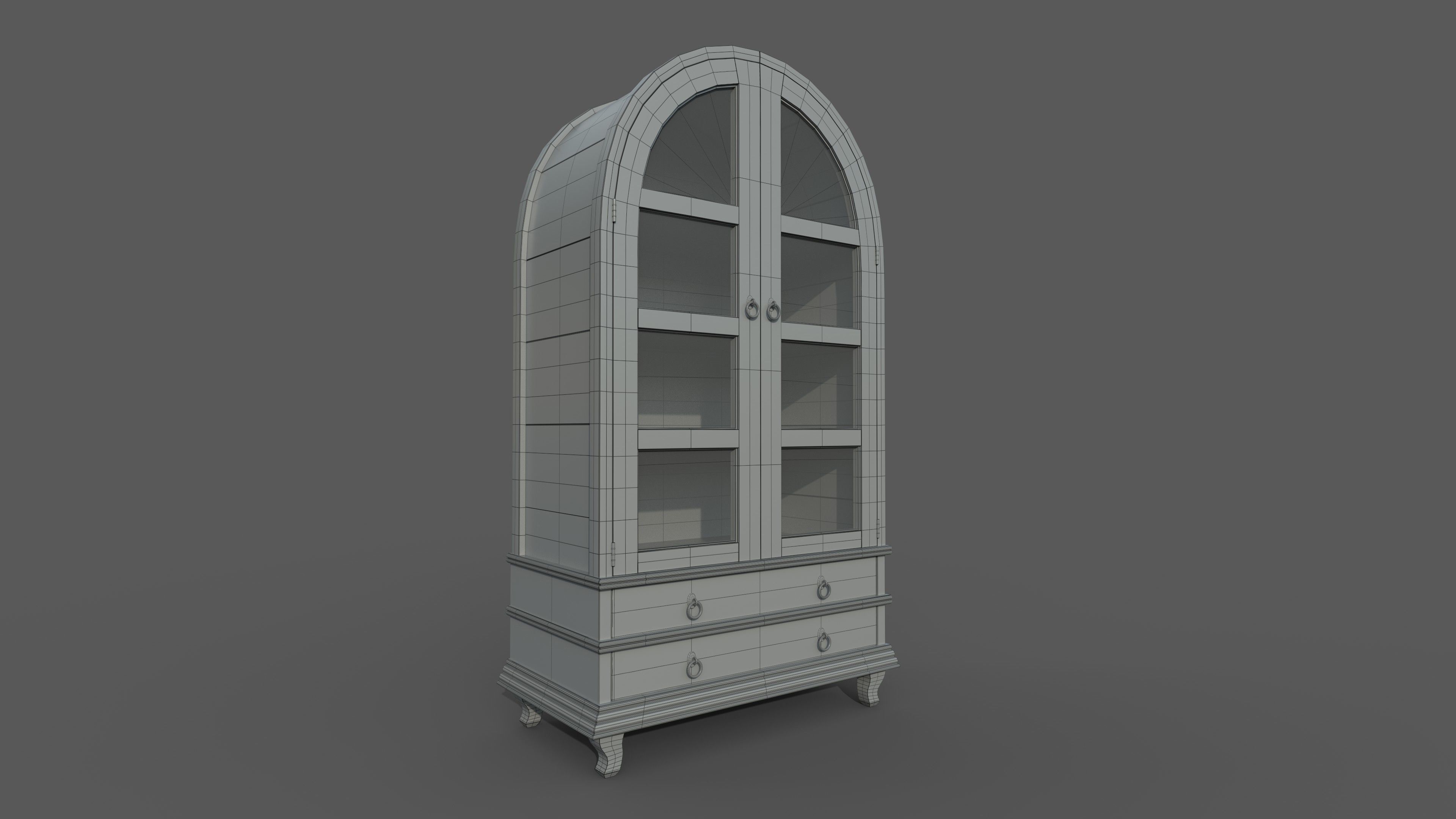 bookcase 3D model wooden with glass doors 3D model_16