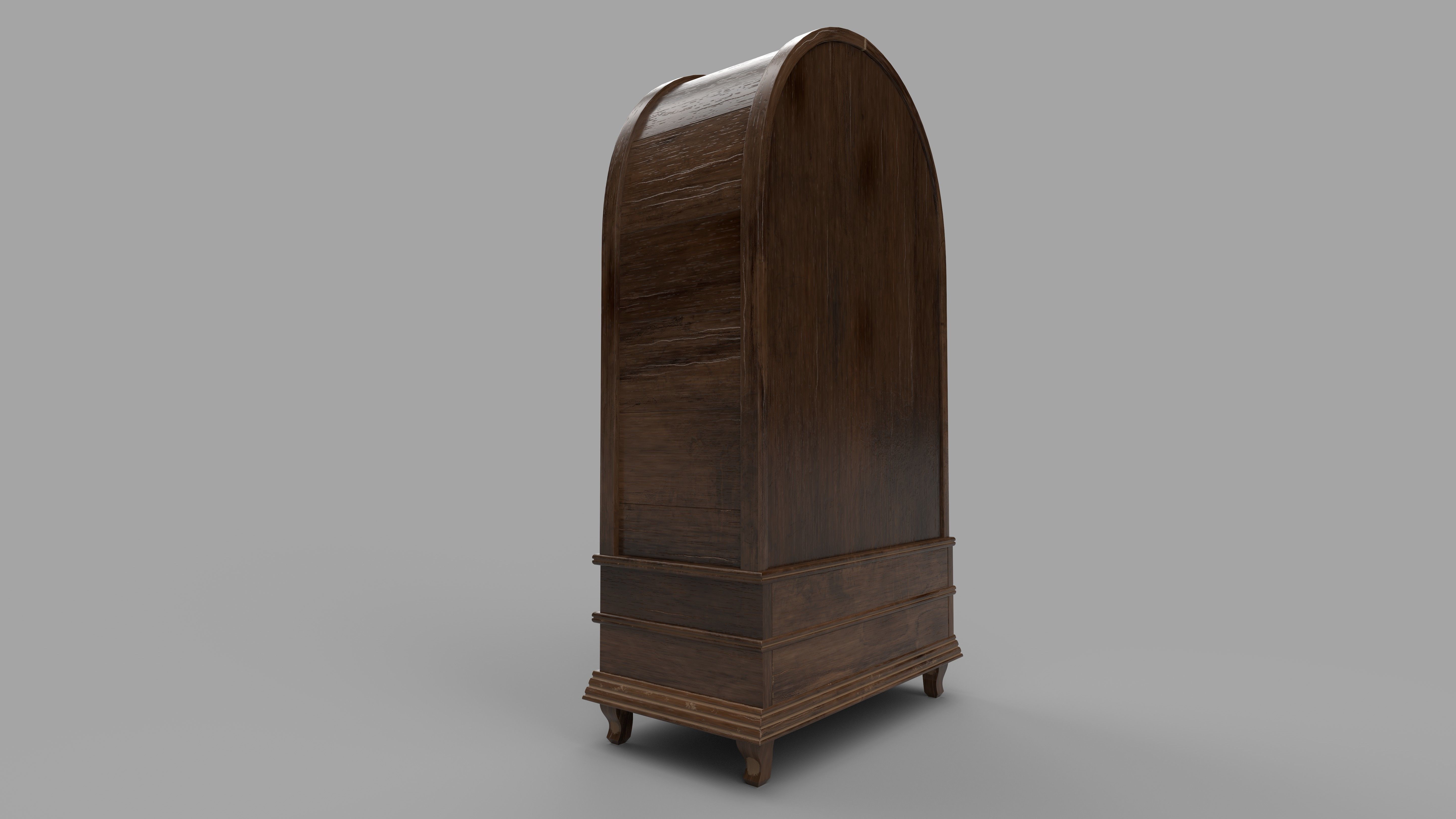 bookcase 3D model wooden with glass doors 3D model_12