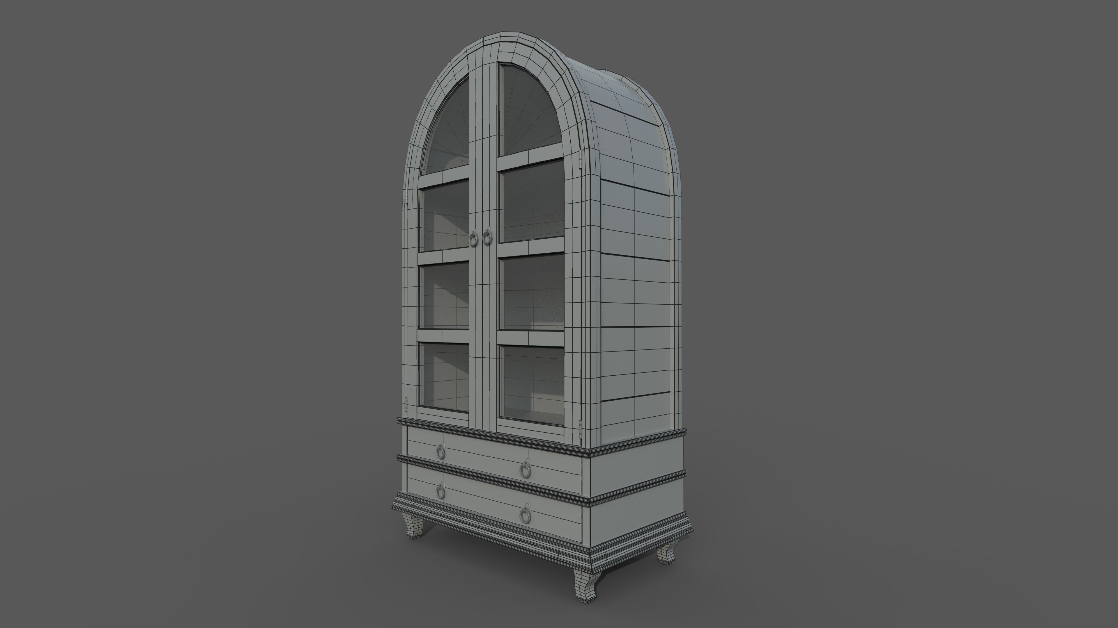 bookcase 3D model wooden with glass doors 3D model_18