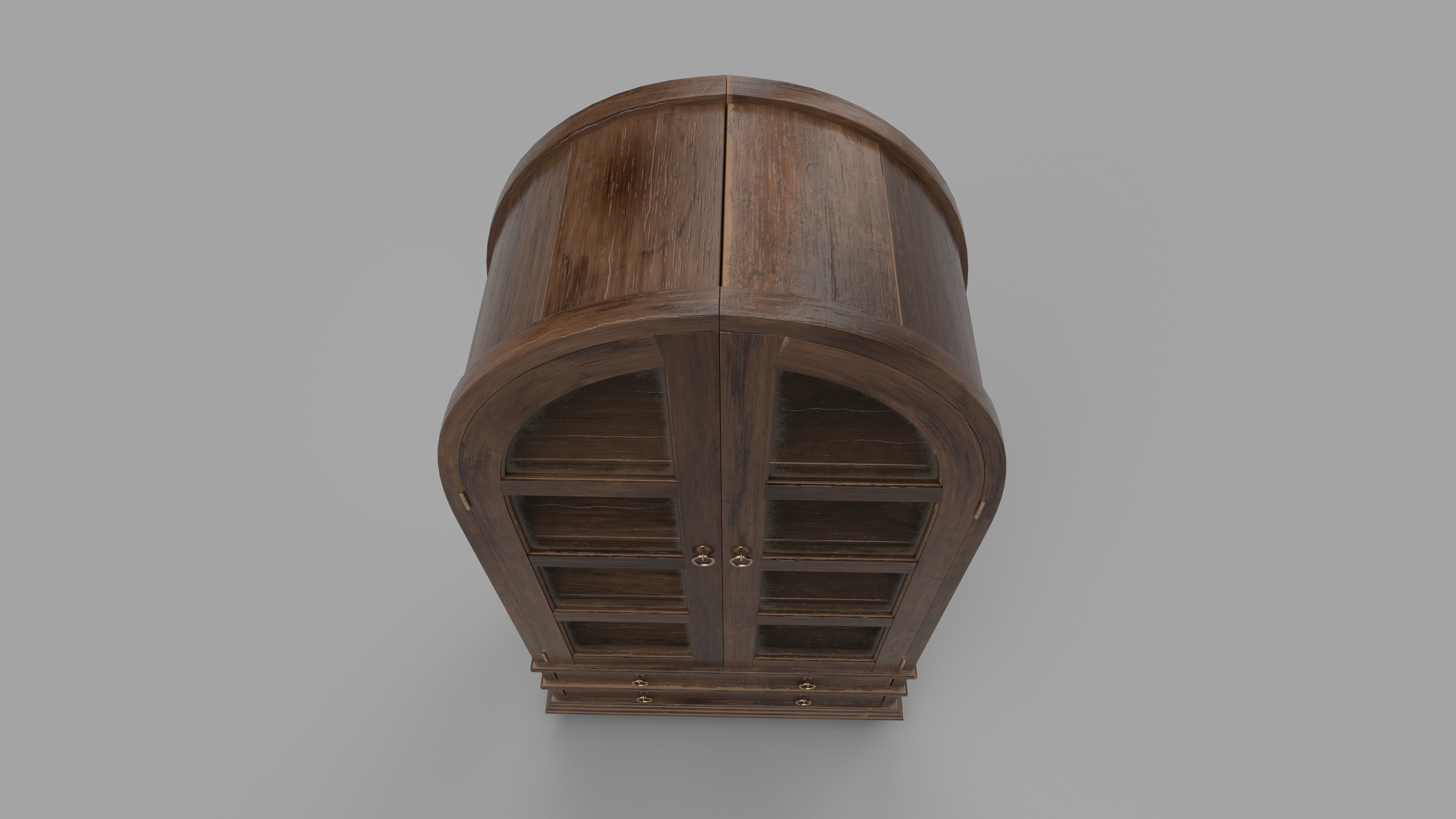 bookcase 3D model wooden with glass doors 3D model_4