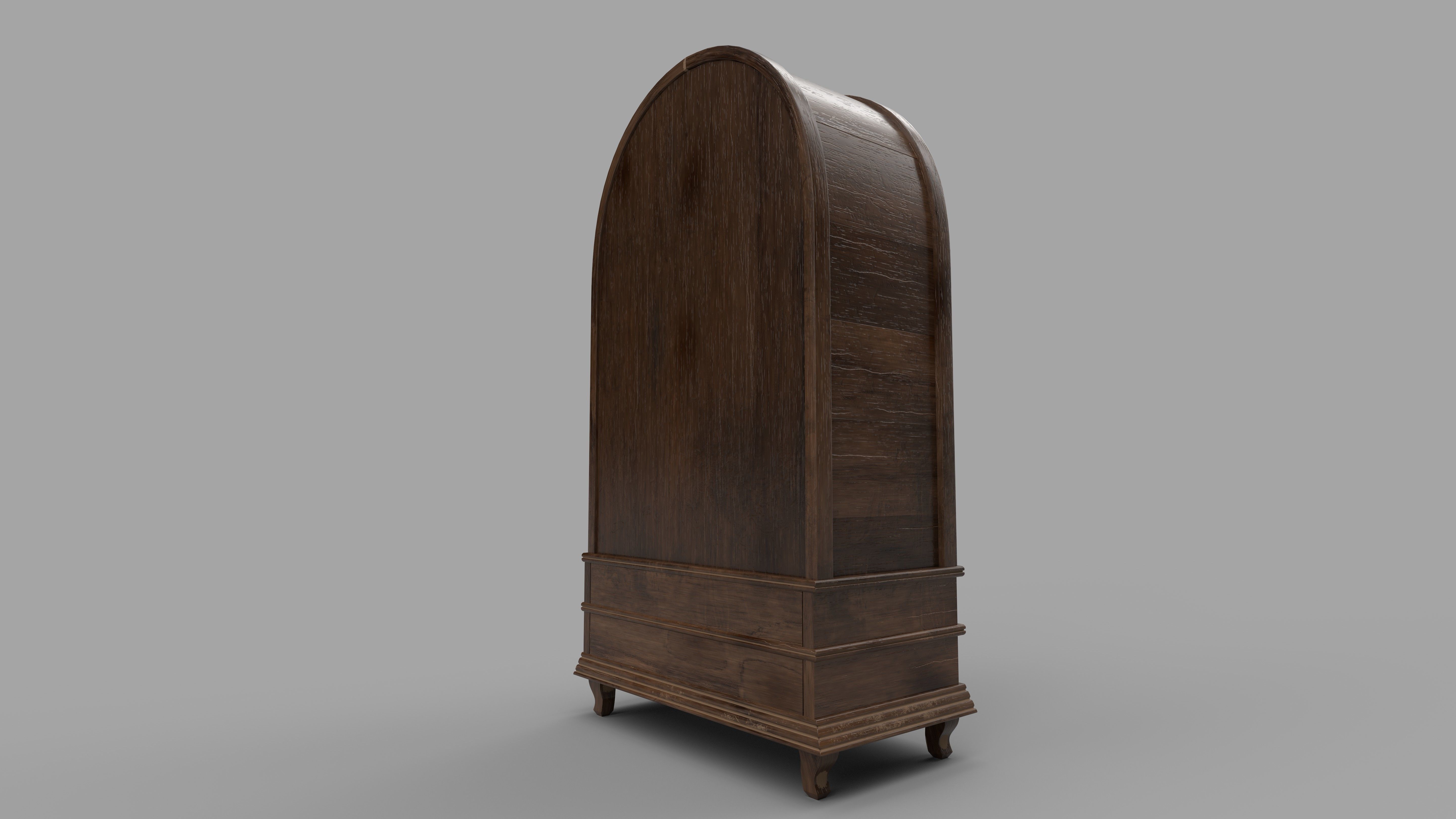 bookcase 3D model wooden with glass doors 3D model_11