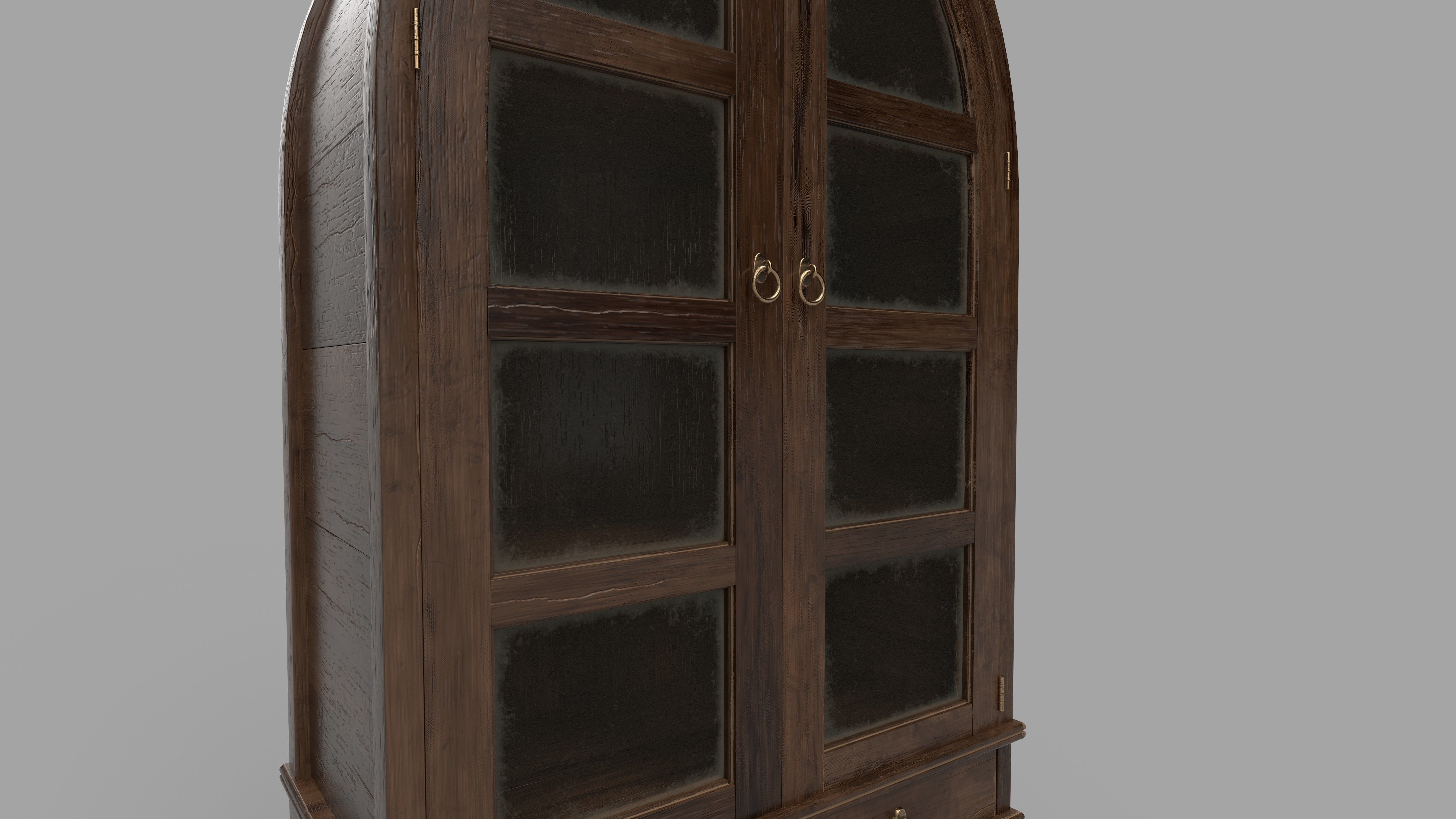 bookcase 3D model wooden with glass doors 3D model_5