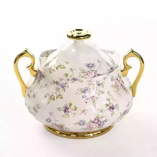 Floral Porcelain Sugar  Bowl