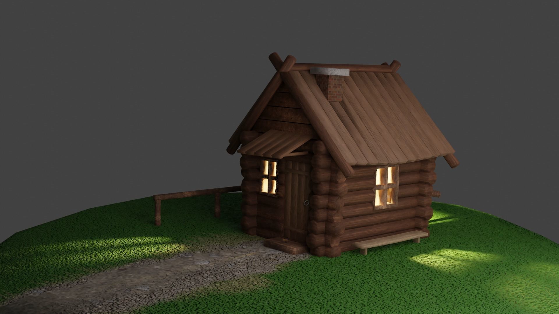 Wooden House Low-poly 3D model_9