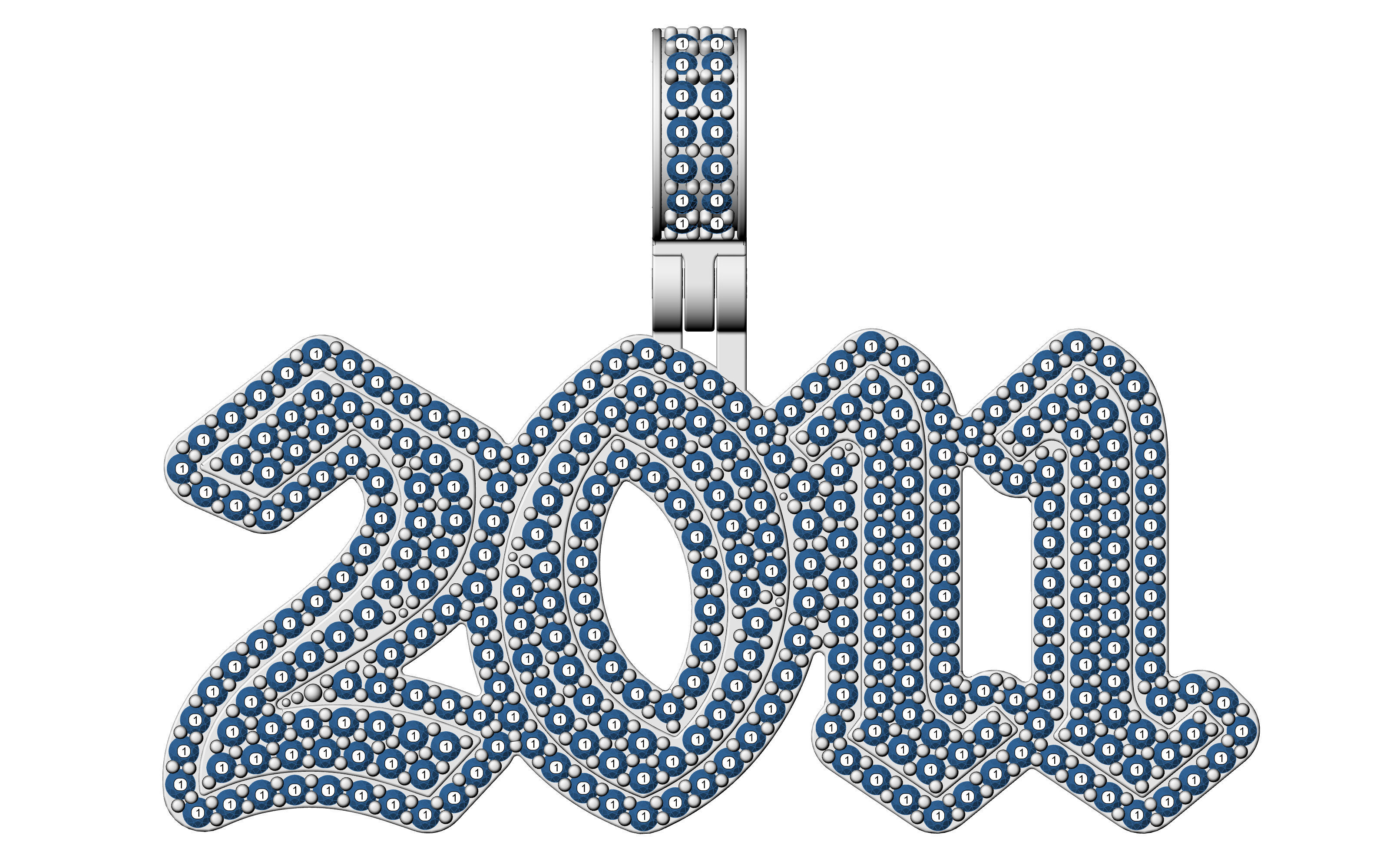 Old English 2011 stone and solid 3D print model_5