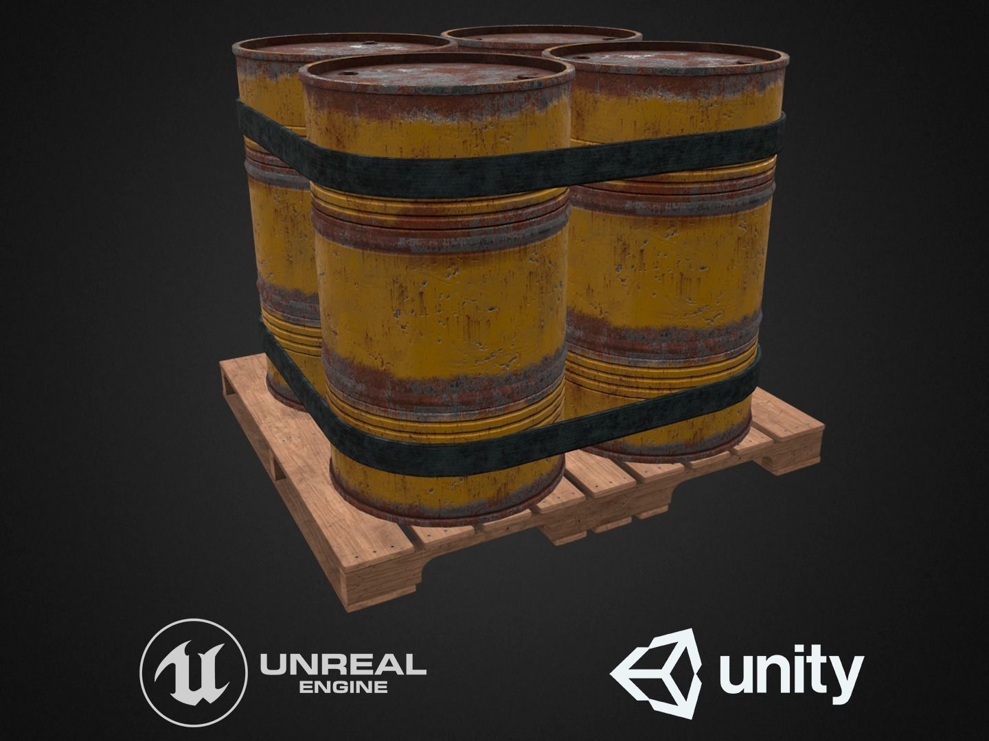Barrel pallet Low-poly 3D model_2