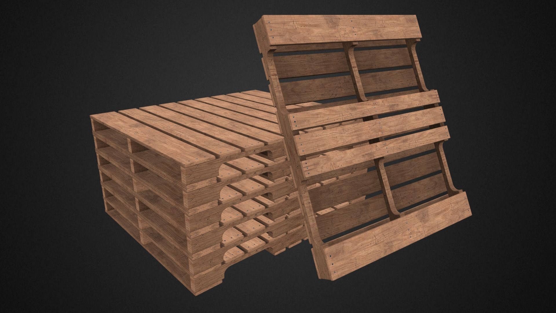 Barrel pallet Low-poly 3D model_5