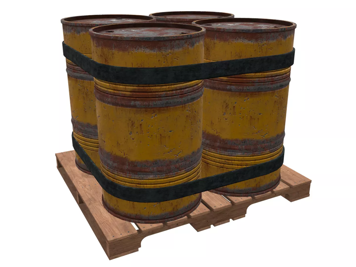 Barrel pallet Low-poly 3D model_0