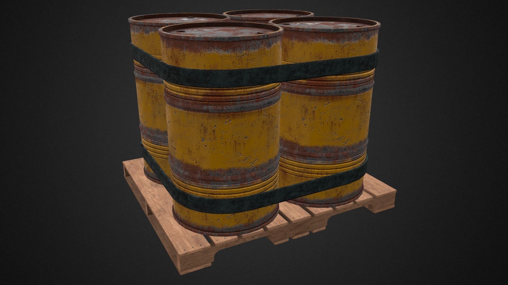 Barrel pallet Low-poly 3D model_3