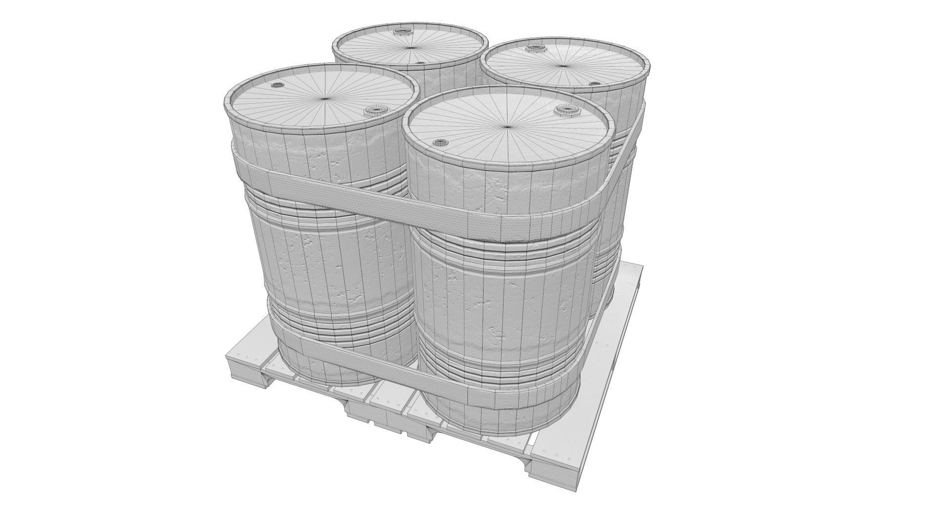 Barrel pallet Low-poly 3D model_8