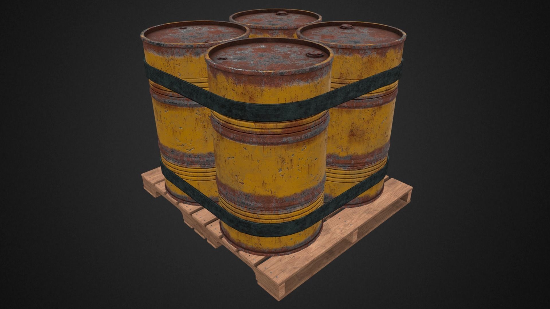 Barrel pallet Low-poly 3D model_4