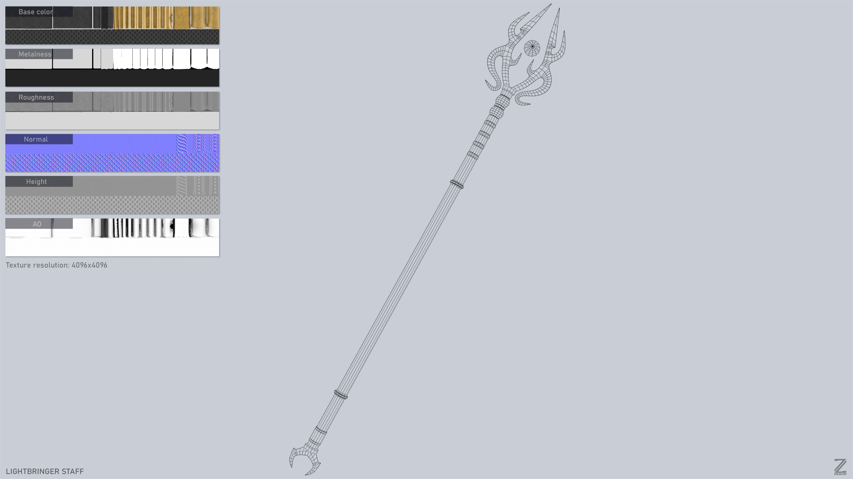 Lightbringer staff Low-poly 3D model_3