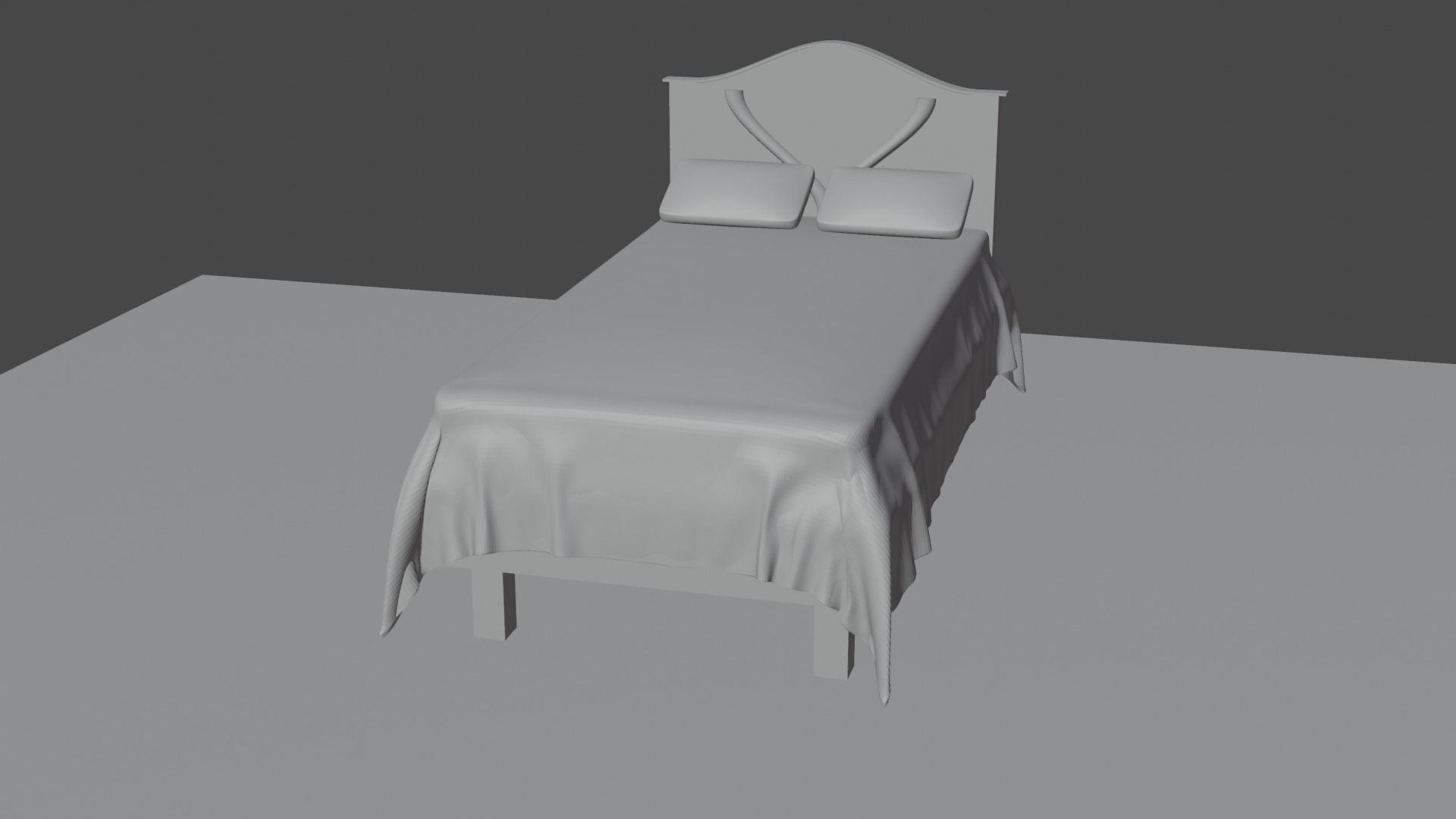 3d Bed with floral pattern 3D model_1