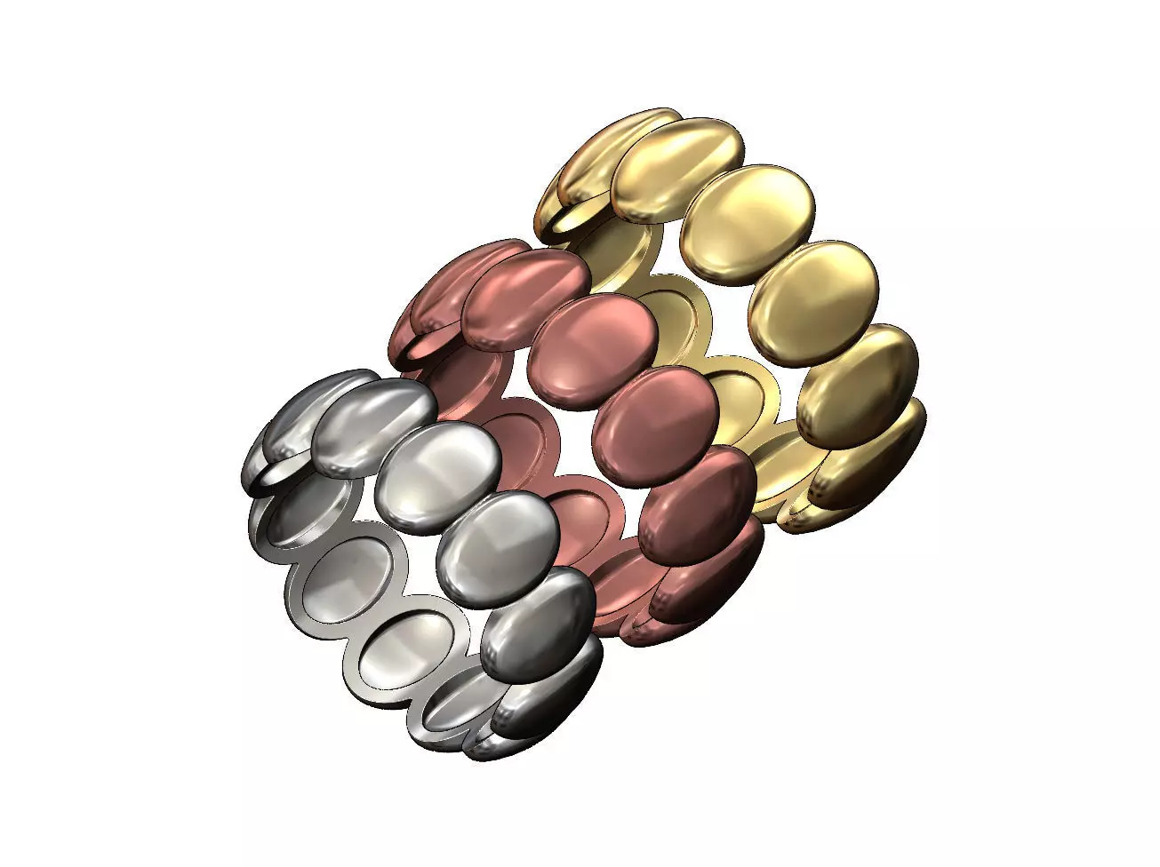Oval bean motif fashion band US size 6 7 8 3D print model