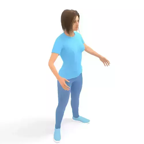 3d Lady model with T-shirt and jeans