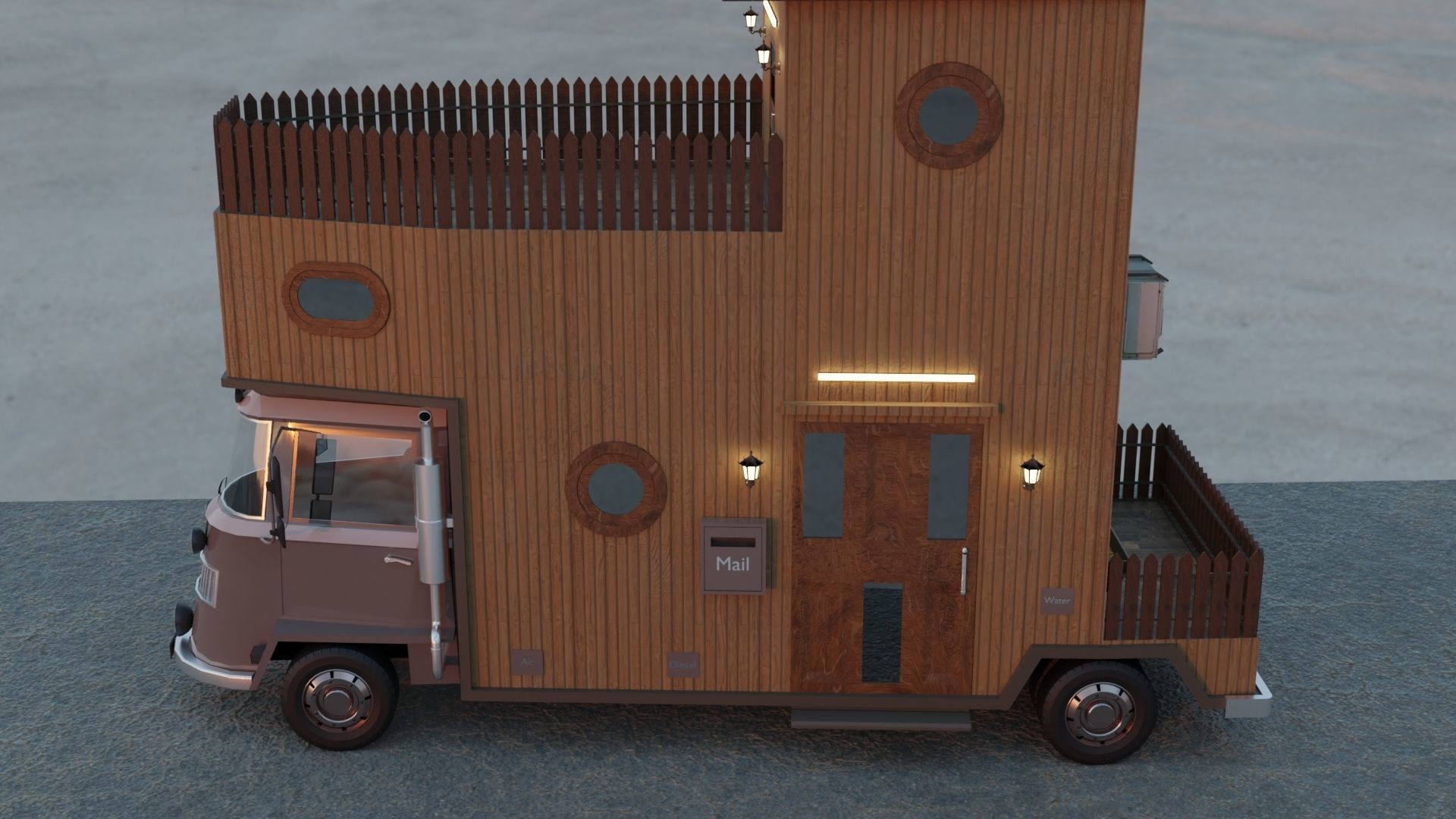 Caravan Truck House Low-poly 3D model Low-poly 3D model_4
