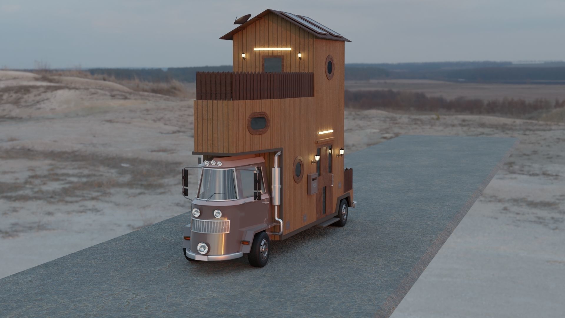 Caravan Truck House Low-poly 3D model Low-poly 3D model_6