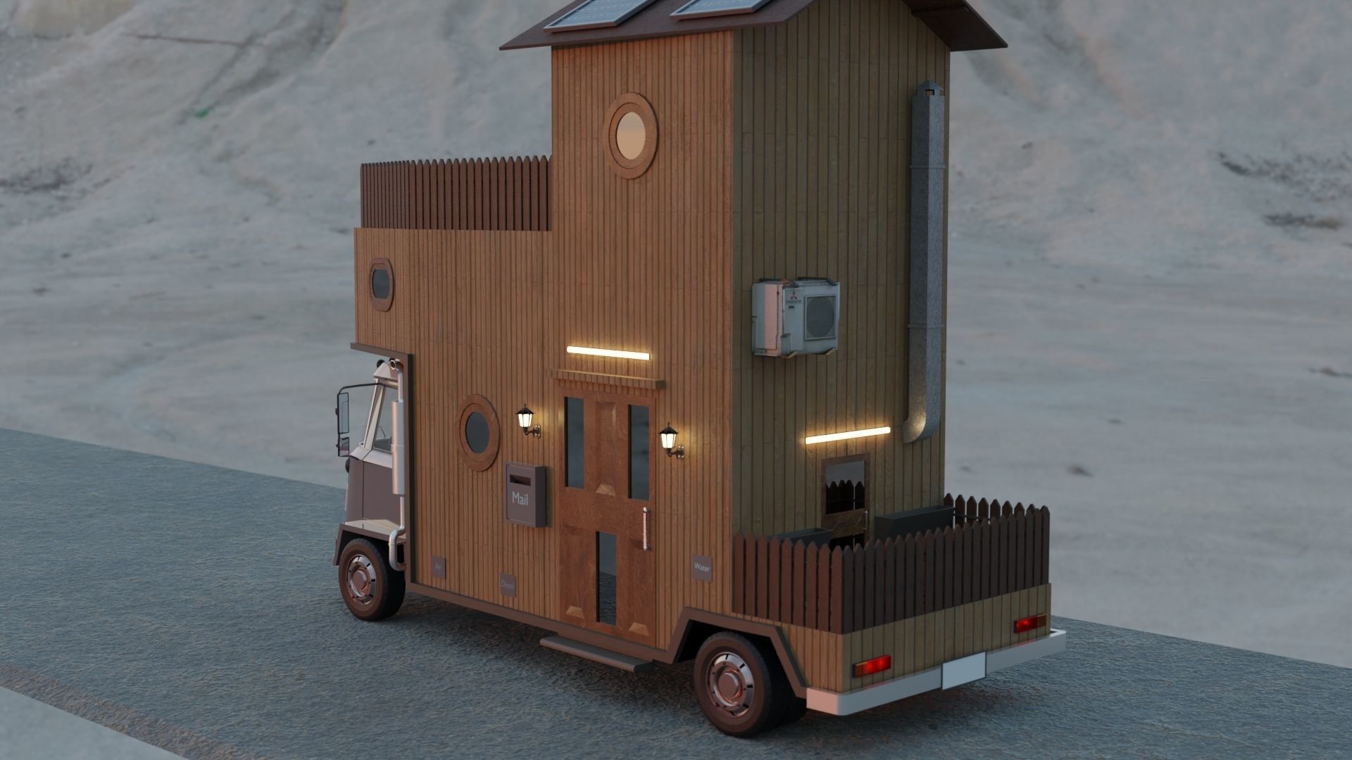Caravan Truck House Low-poly 3D model Low-poly 3D model_1