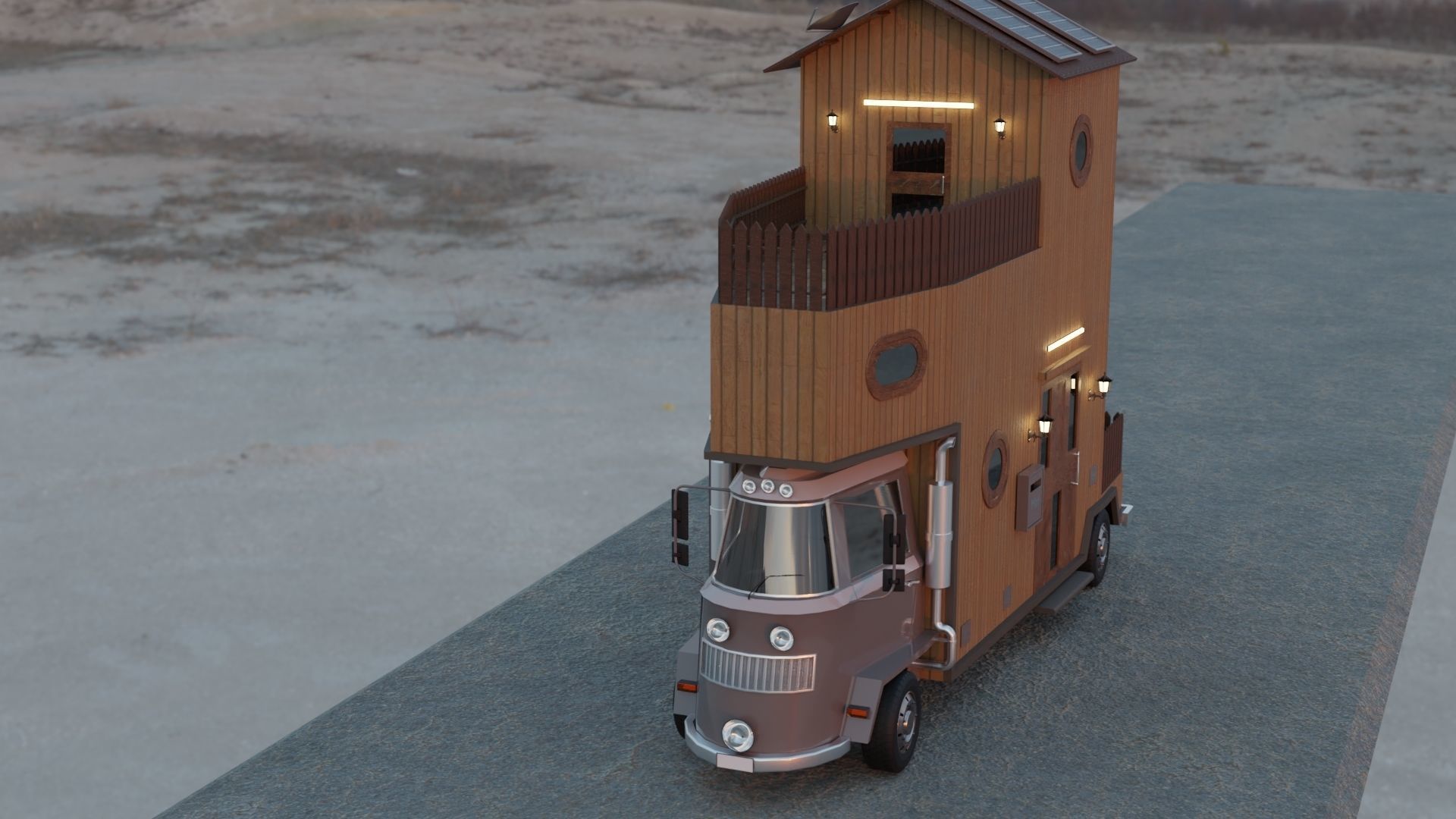 Caravan Truck House Low-poly 3D model Low-poly 3D model_2