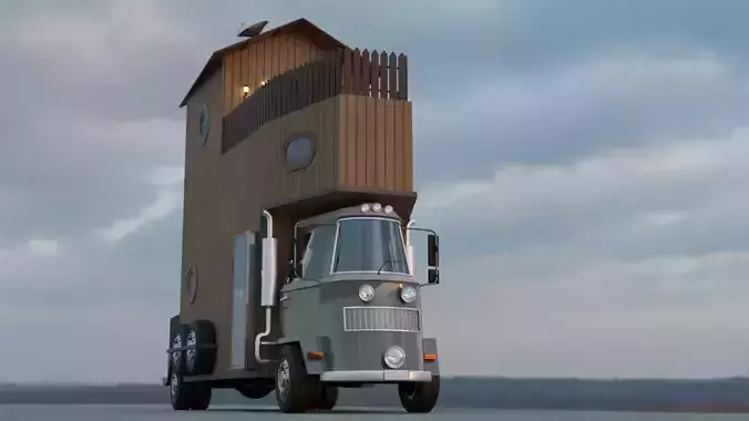 Caravan Truck  House Low-poly 3D model Low-poly 3D model