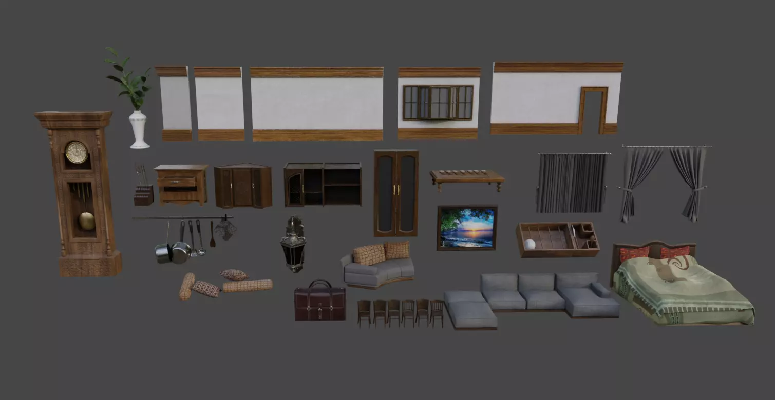 Acset model Home accessories  Low-poly 3D model_0