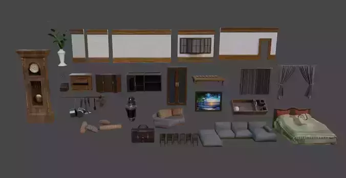 Acset model Home accessories  Low-poly 3D model