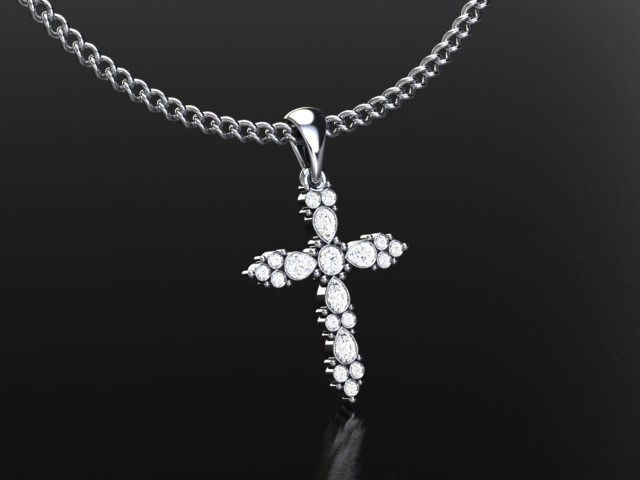 Cross with gems 3D print model_5