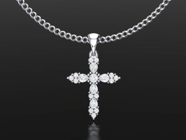 Cross with gems 3D print model_6