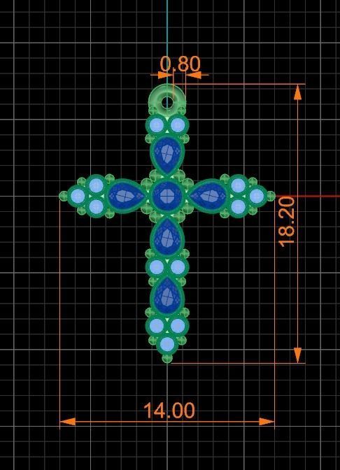 Cross with gems 3D print model_9