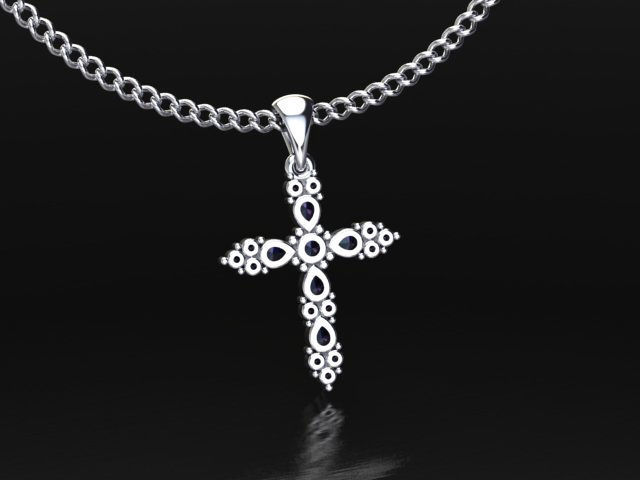 Cross with gems 3D print model_2