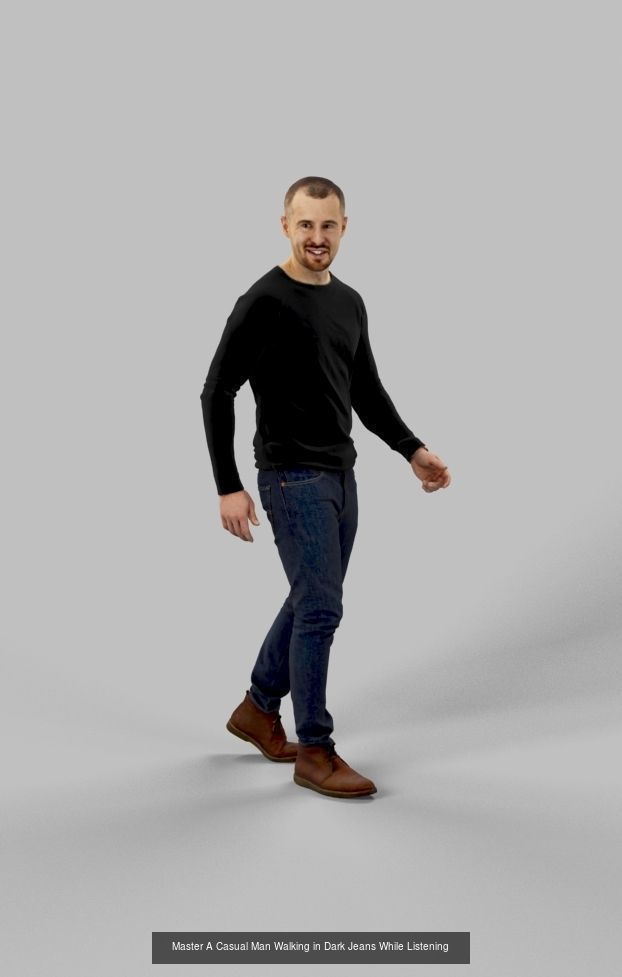 3d crowds and Master in Jeans A midground Casual Man Walking 3D Model Collection_1