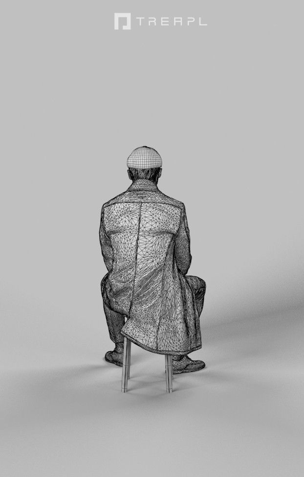 3d peopla and Master A midground cap Casual sitting winter Man 3D Model Collection_19