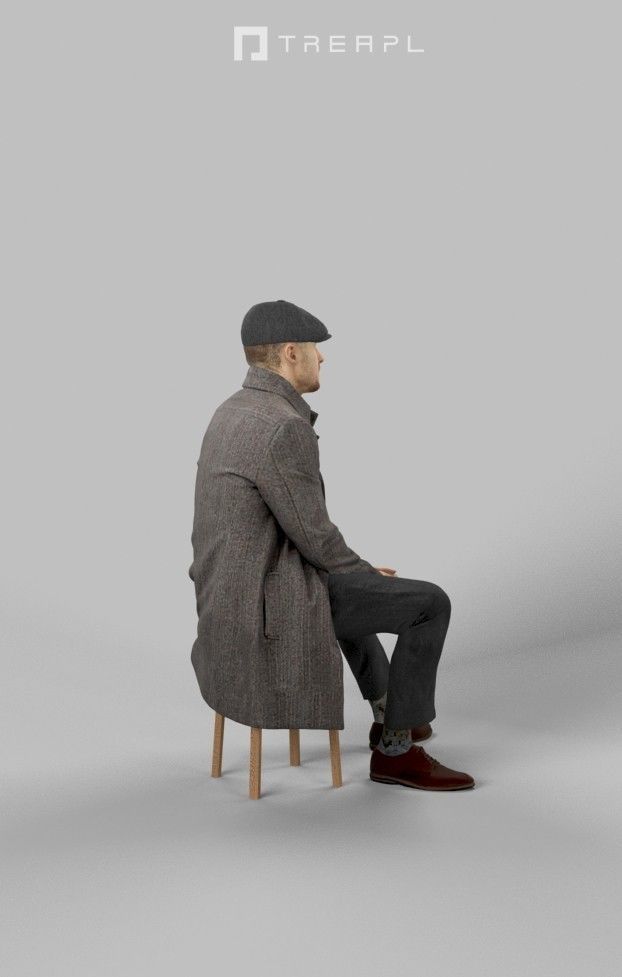 3d peopla and Master A midground cap Casual sitting winter Man 3D Model Collection_13