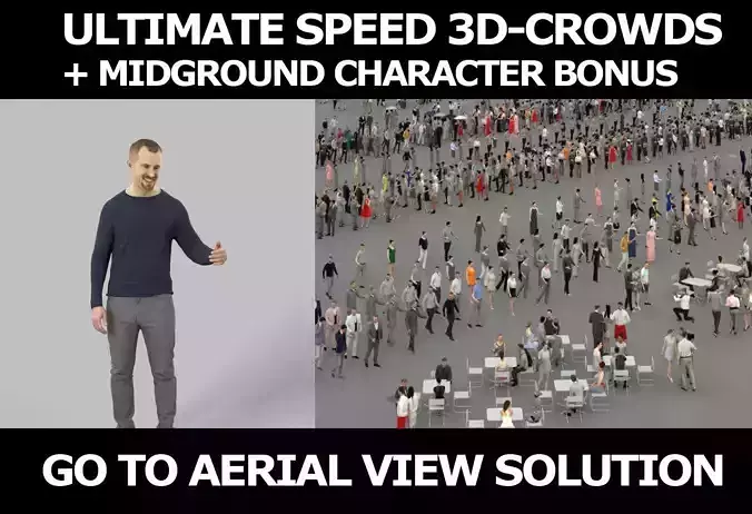  3d people crowds and a midground Master Smiling Casual Man 3D Model Collection