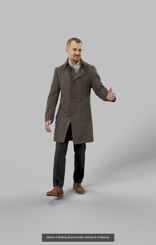 3d crowds and Master A midground winter business man gesturing 3D Model Collection_1