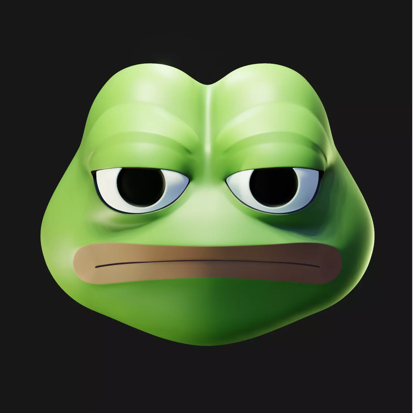 Unamused Pepe Low-poly 3D model_0