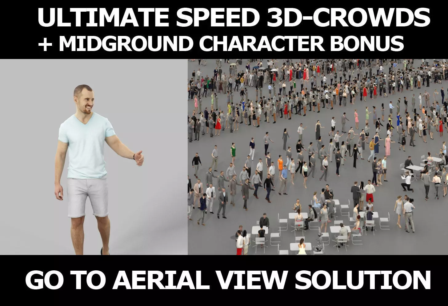 3d crowds and Master midground Casual Summer Man Walking 3D Model Collection_0