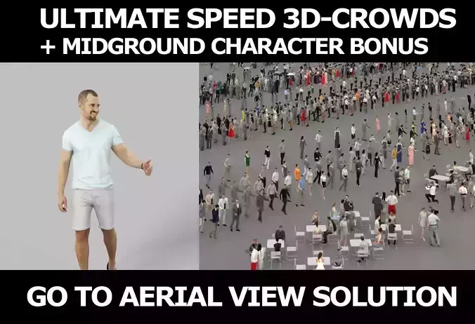 3d crowds and Master midground Casual Summer Man Walking 3D Model Collection