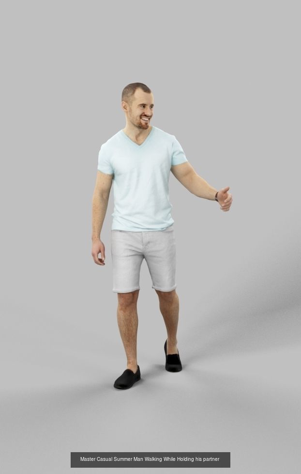 3d crowds and Master midground Casual Summer Man Walking 3D Model Collection_1