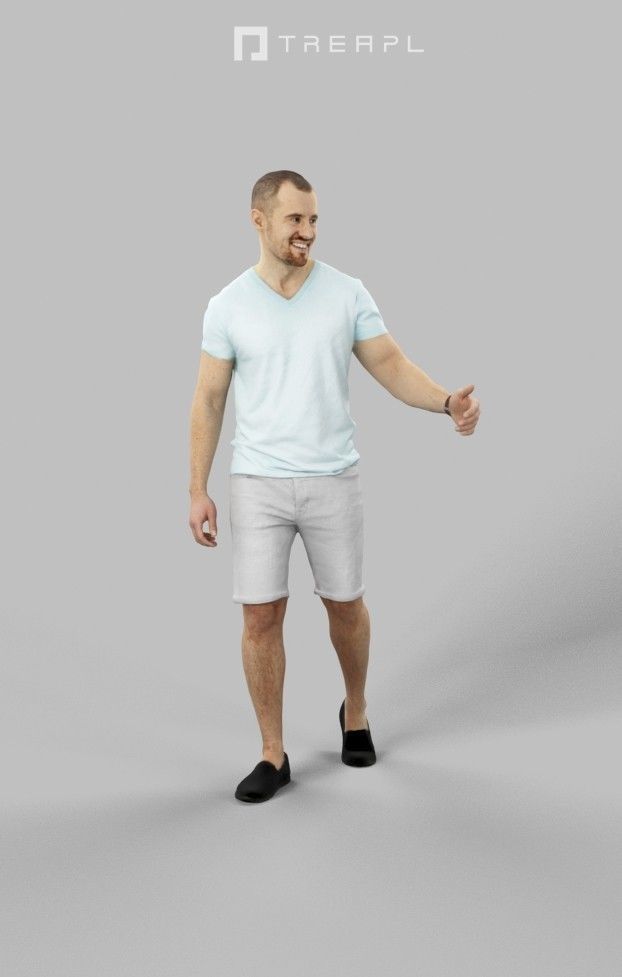 3d crowds and Master midground Casual Summer Man Walking 3D Model Collection_12